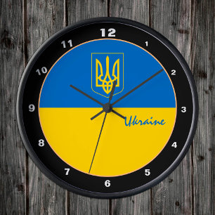 Relógio Redondo Patriotic Ukraine, trendy Ukrainian Flag design