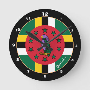 Relógio Redondo Patriótica Domínica Flag & Dominica Home / design