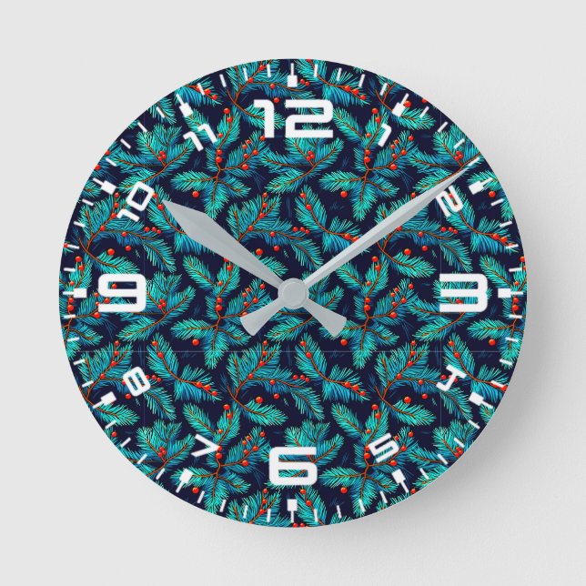 Relógio Redondo Patterno do Fir de Natal- 82397 (Frente)
