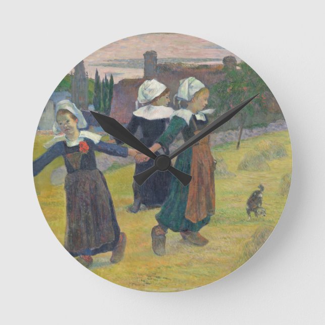 Relógio Redondo Paul Gauguin | Breton Girls Dancing, Pont-Aven, 18 (Frente)
