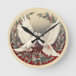 Relógio Redondo Paz no Voo: Holly Dove Natal