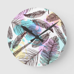 Relógio Redondo Peacock Feather