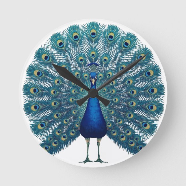 Relógio Redondo Peacock Wall Clock – Elegant Decorative Timepiece  (Frente)