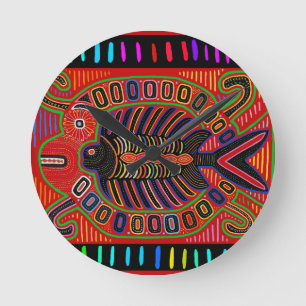 Relógio Redondo Peixe Voador Mola Índio Cuna