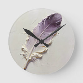 Relógio Redondo Pena Impasto Roxo Empoeirado Orgânico Moderno