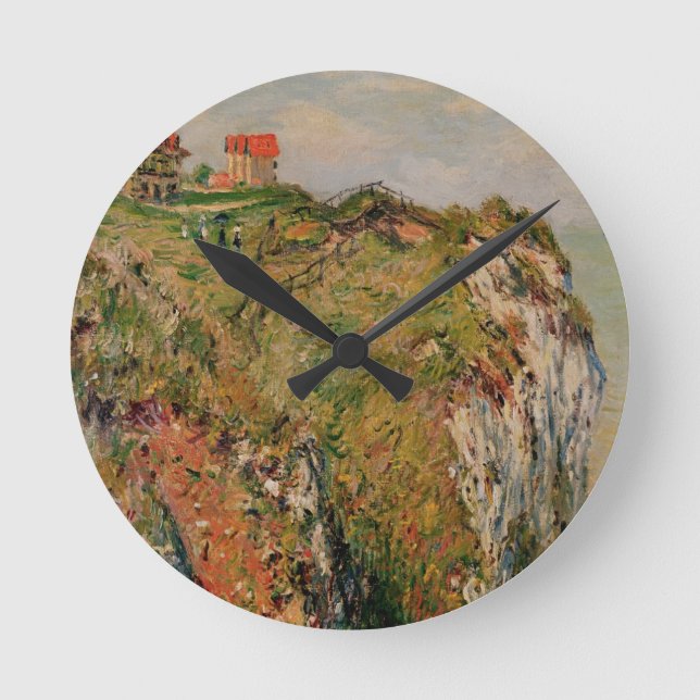 Relógio Redondo Penhasco de Claude Monet | em Dieppe, 1882 (Frente)