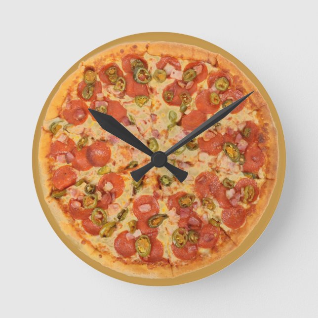 Relógio Redondo Pepperoni Pizza Wall Clock (Frente)