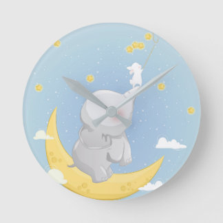 Relógio Redondo Pequeno Elefante Bonito