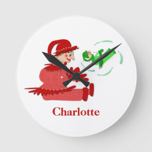 Relógio Redondo Personagens engraçados da peça de madeira