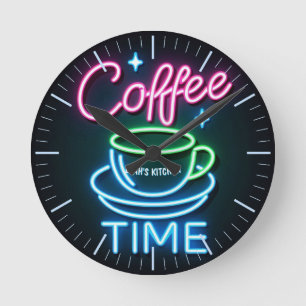 Relógio Redondo ☕ personalizado Coffeecore Clock Memórias do Café