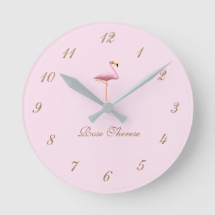 Relógio Redondo Personalizado É Uma Menina Rosa Flamingo Parecido