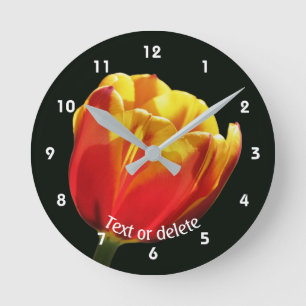 Relógio Redondo Personalizado Flor de Tulipa Vibra
