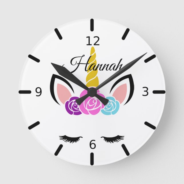 Relógio Redondo Personalize Seu Próprio Bebê De Dormir Floral Unic (Frente)