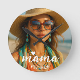 Relógio Redondo Personalized Mama Est Year Custom Gift For Mommy