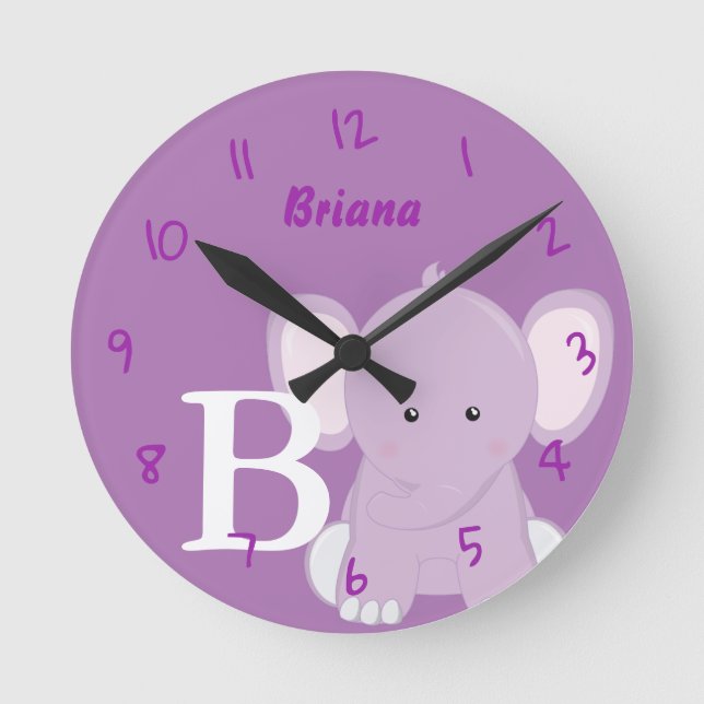 Relógio Redondo Personalized Nursery Lilac Round Clock (Frente)