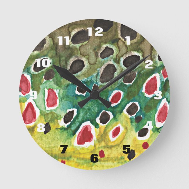 Relógio Redondo Pescador de pesca marrom (Frente)