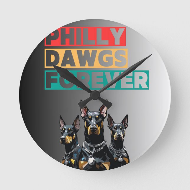 Relógio Redondo Philly Dawgs Forever Wall Clock – Philly Pride (Frente)