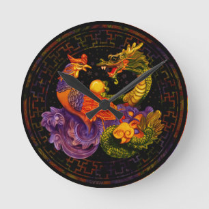Relógio Redondo Phoenix e Dragão - a cores