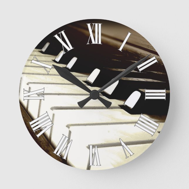 Relógio Redondo Piano Keys Music Lover's Wall Clock (Frente)