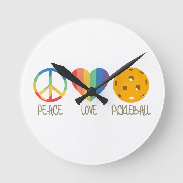 Relógio Redondo Pickleball de Paz e Amor (Frente)