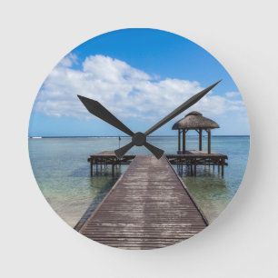 Relógio Redondo Pier dentro do oceano fólico em flac mauritius