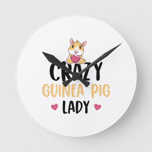 Relógio Redondo Pig Lover da Guiné | Guiné Animais de estimação Pe (Frente)