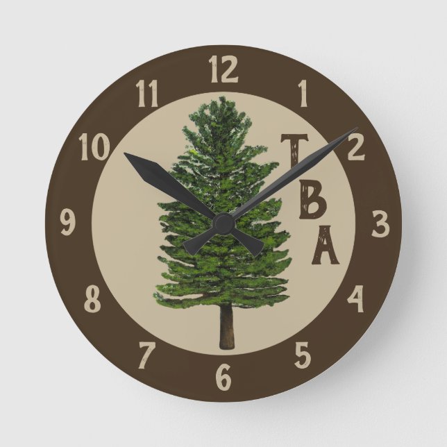 Relógio Redondo Pine Tree Wall Clock (Frente)