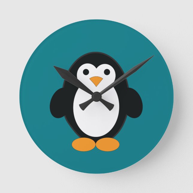Relógio Redondo Pinguim de desenho animado (Frente)