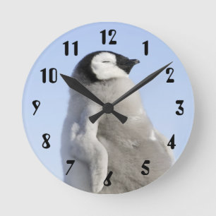 Relógio Redondo Pinguim de imperador do bebê, ilha do monte da