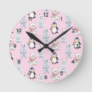 Relógio Redondo Pinguim do urso Pinguim-sem-pelo