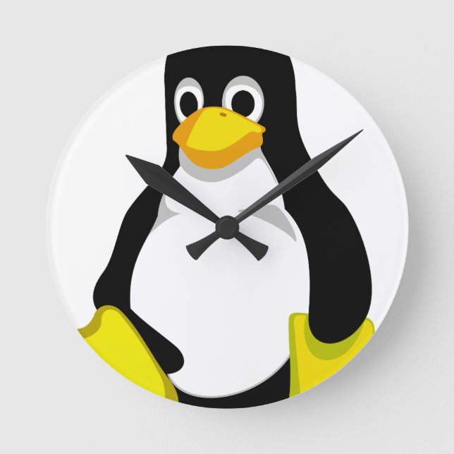 Relógio Redondo Pinguim Linux Tux (Frente)