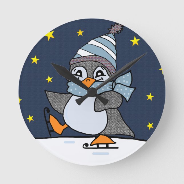 Relógio Redondo Pinguim Pequeno (Frente)
