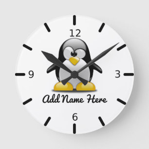 Relógio Redondo Pinguim Personalizado Engraçado