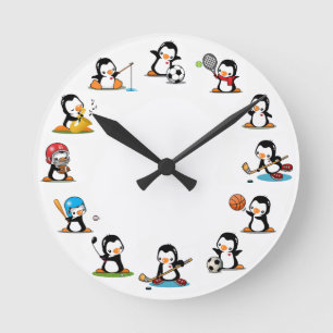 Relógio Redondo Pinguins dos esportes