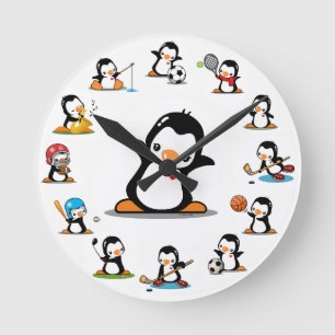 Relógio Redondo Pinguins dos esportes