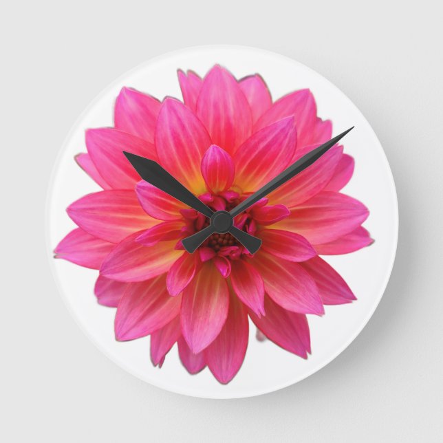 Relógio Redondo Pink Dahlia Clock (Frente)