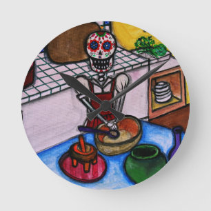 RELÓGIO REDONDO PINTURA DO LA JEFA DO LA COCINERA DE CALAVERA
