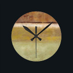 Relógio Redondo Pintura moderna na Terra por Norman Wyatt<br><div class="desc">Tonalidades de terra saudáveis permeiam esta pintura moderna de Norman Wyatt. As cores da peça se misturavam maravilhosamente,  e ficavam excelentes em qualquer sala de sua casa. Também seria um presente incrível!</div>