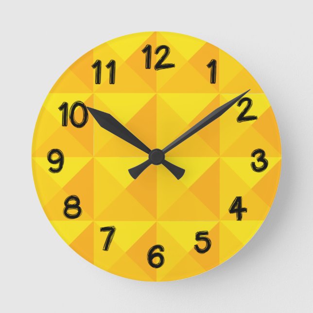 Relógio Redondo Pirâmides Douradas  (Frente)