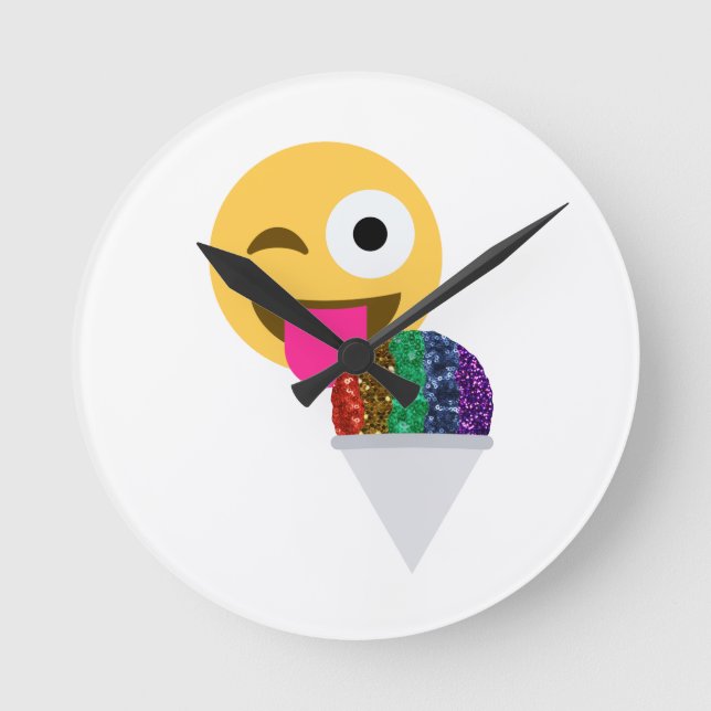 Relógio Redondo piscar os olhos emoji brilhante (Frente)