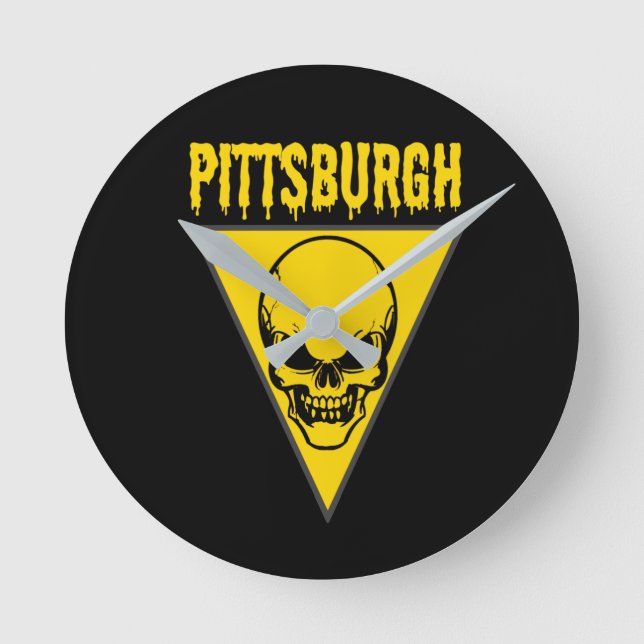 Relógio Redondo Pittsburgh Skull (Frente)