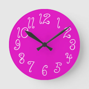 Relógio Redondo PixDezines DIY cor/rosa neon