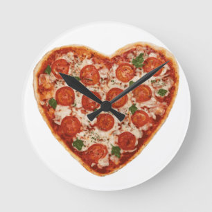 Relógio Redondo pizza em forma de coração