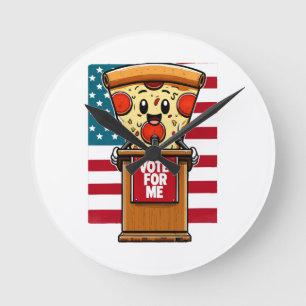 Relógio Redondo pizza patriótica vote em mim