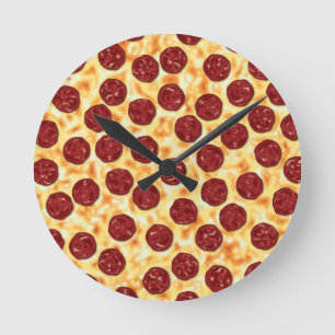 Relógio Redondo Pizza Peperoni para Pizza Lovers Muro Clock