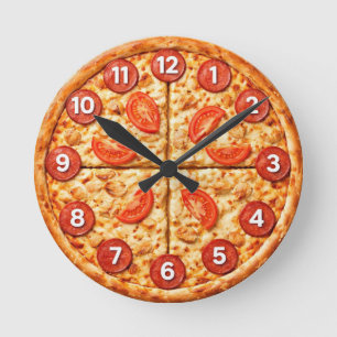 Relógio Redondo Pizzaria Italiana Cozinha de Pizza ou Restaurante 