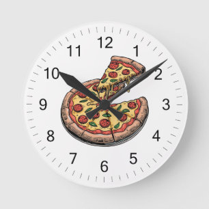 Relógio Redondo Pizzaria Italiana Cozinha de Pizza ou Restaurante 