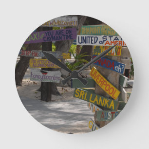 Relógio Redondo Placa de Sinalização Rum Point Grand Cayman