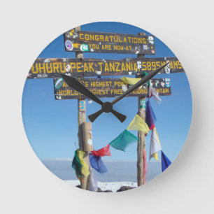 Relógio Redondo Placa indicativa no cume do Kilimanjaro Quênia