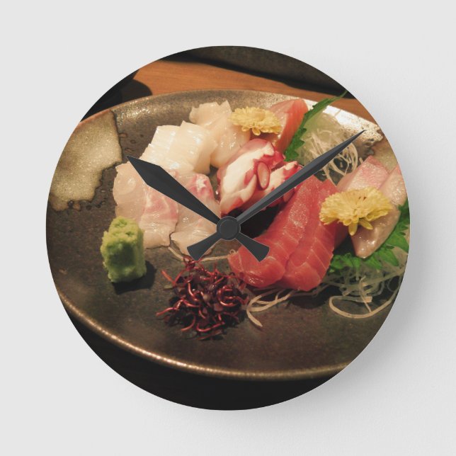 Relógio Redondo Placa Wasabi Japão Sushi Poder Peixe Ásia (Frente)
